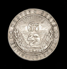 67th Canadian Battalion Western Scots Cap Badge Hallmarked Silver