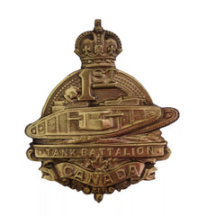 1st Canadian Tank Battalion Cap Badge Brass Metal
