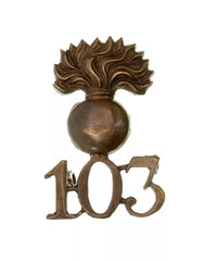 103rd Dublin Fusiliers 2nd Battalion Glengarry Badge Brass Metal