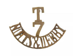 T 7 Notts & Derby Shoulder Title Brass Metal