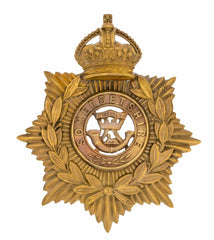 Kings Crown Helmet Plate & Somersetshire Centre Brass Metal