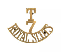T 7 Royal Scots Shoulder Title Brass Metal