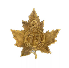 75th Canadian Overseas Battalion Cap Badge Brass Metal