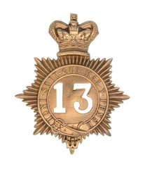 13th Somersetshire Regiment Quilted Shako Plate Brass Metal