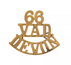 66 Voluntary Aid Detachment Devon Shoulder Title Brass Metal