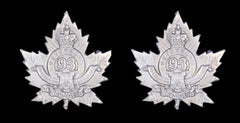 93rd Canadian Peterboro Battalion CEF Collar Badges Hallmarked Silver