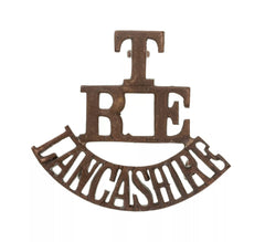 T R.E Lancashire Shoulder Title Brass Metal