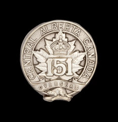 151st Canadian Battalion Central Alberta Regiment Cap Badge Hallmarked Silver