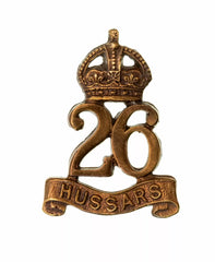 26th Hussars Cap Badge Brass Metal