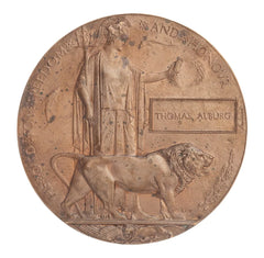 WW1 Memorial Plaque Thomas Alburg Original
