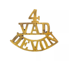 4 Voluntary Aid Detachment Devon Shoulder Title Brass Metal