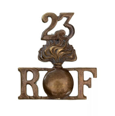 23rd (1st Sportsmans) Battalion Royal Fusiliers Shoulder Title Brass Metal