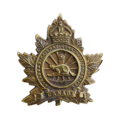 Canadian Overseas Railway Construction Cap Badge Brass Metal