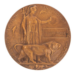 WW1 Memorial Plaque William Currie Original