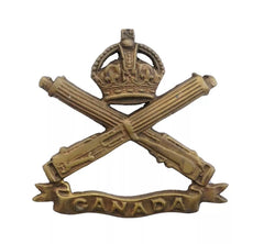 Machine Gun Canadian Regiment Cap Badge Brass metal