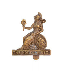 The Royal Norfolk Regiment Cap Badge Brass Metal