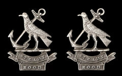 Hood Battalion Naval Division Collar Badges Hallmarked Silver