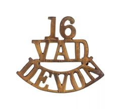 16 Voluntary Aid Detachment Devon Shoulder Title Brass Metal