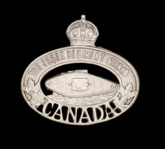 The Essex Regiment Tank Canadian Cap Badge Hallmarked Silver