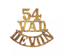 54 Voluntary Aid Detachment Devon Shoulder Title Brass Metal