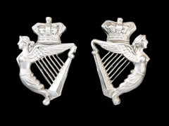 Royal Irish Hussars Collar Badges Pair Hallmarked Silver