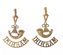 1 Volunteers Bugle Durham Shoulder Title Pair Brass Metal