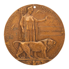 WW1 Memorial Plaque Patrick Jordan Original
