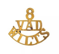 8 Voluntary Aid Detachment Wilts Shoulder Title Brass Metal