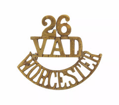 26 Voluntary Aid Detachment Worcester Shoulder Title Brass Metal