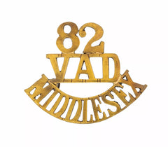 82 Voluntary Aid Detachment Middlesex Shoulder Title Brass Metal