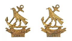 Hood Battalion Naval Division Collar Badges Brass Metal