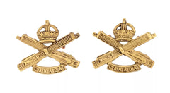 Machine Gun Canadian Collar Badges Brass Metal