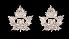 156th Canadian Leeds & Grenville Battalion Collar Badges Hallmarked Silver