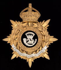 Kings Crown Somerset Light Infantry Blue Cloth Officers Helmet Plate