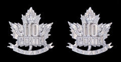 110th Canadian Perth Battalion CEF Collar Badges Hallmarked Silver