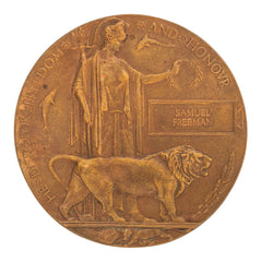 WW1 Memorial Plaque Samuel Freeman Original