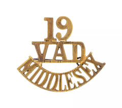 19 Voluntary Aid Detachment Middlesex Shoulder Title Brass Metal