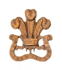 Prince of Wales Territorial Cap Badge Brass Metal