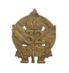 32nd Manito Battalion Saskatchewan Cap Badge Brass Metal