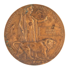 WW1 Memorial Plaque Herbert Taverse Original