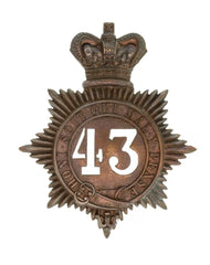 43rd Oxfordshire Light Infantry Regiment Quilted Shako Plate Brass Metal