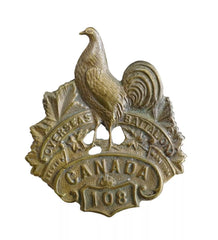 108th Canadian Overseas Battalion Cap Badge Brass Metal