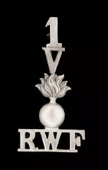 1 Volunteers Royal Welsh Fusiliers Shoulder Title White Metal