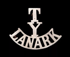 T Yeomanry Lanark Shoulder Title White Metal