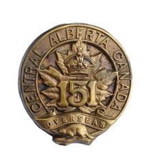 151st Canadian Battalion Central Alberta Regiment Cap Badge Brass Metal