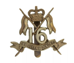 Queens Crown 16th The Queens Lancers Cap Badge Bi Metal