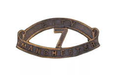 7th City Of Manchester Shoulder Title Brass Metal