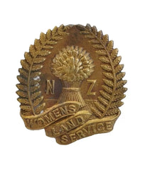 Women's New Zealand Land Service Cap Badge Brass Metal