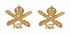 Machine Gun New Zealand Collar Badges Pair Brass Metal
