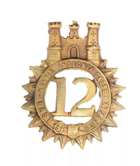 12th East Suffolk Glengarry Badge Brass Metal